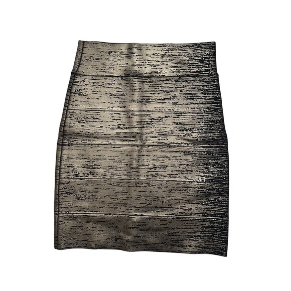 BCBGMaxAzria Womens Metallic Gold & Black Patterned Skirt S - Picture 6 of 9